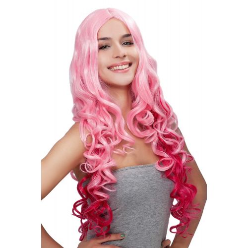  Kalyss 26 Pink Curly Wavy Synthetic Hair Wigs for Women