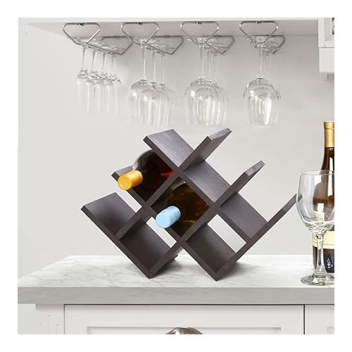 카먼스테인 Kamenstein Butterfly Countertop Free-Standing Wooden Wine Rack, Dark Brown, 8-Bottle -