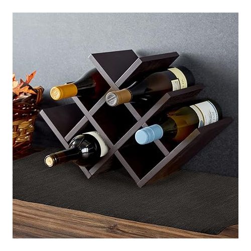 카먼스테인 Kamenstein Butterfly Countertop Free-Standing Wooden Wine Rack, Dark Brown, 8-Bottle -