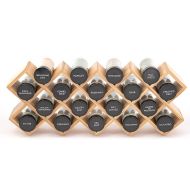 Kamenstein 18 Jar Criss-Cross 2-in-1 Spice Organizer for Countertop or Wall with Spices Included, FREE Spice Refills for 5 Years, Bamboo with Black Caps
