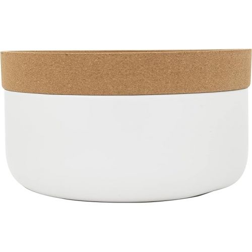 카먼스테인 Kamenstein 2 Compartment Large Bowl Extends Produce Freshness, 11 x 11 x 6 Inch, Natural Cork and White Ceramic