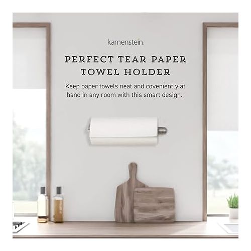 카먼스테인 Kamenstein 4554ASB Perfect Tear Patented Wall Mount Paper Towel Holder with Rounded Finial, 14-Inch, Silver