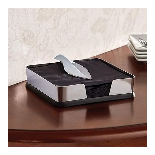 카먼스테인 Kamenstein Horizontal Napkin Holder with Leaf Arm, 7-Inch, Stainless Steel