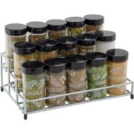 Kamenstein 15 Jar Lincoln Countertop Spice Rack with Spices Included, FREE Spice Refills for 5 Years, Chrome with Black Caps , 9.5 x 5.8 x 9