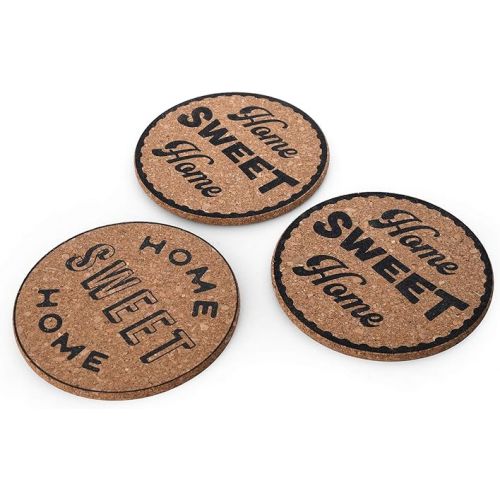 카먼스테인 Kamenstein Sweet Home Cork Trivet Set, 3-piece, Brown