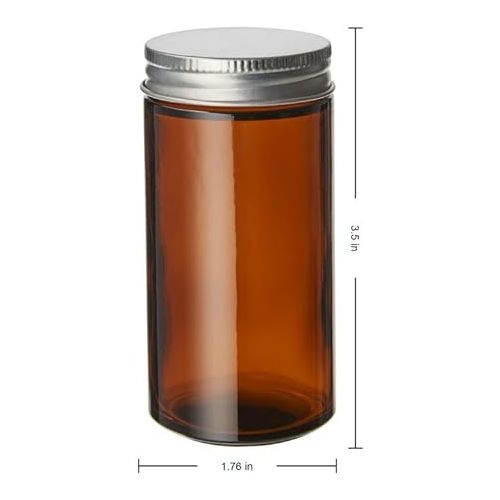 카먼스테인 Kamenstein Glass Jars with Removable Sifter Metal Caps, Set of 24, Amber