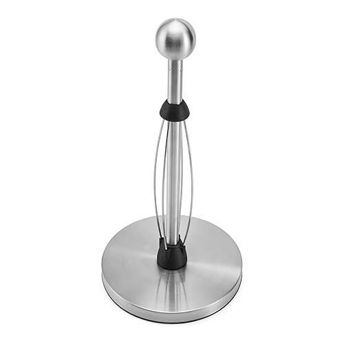 카먼스테인 Kamenstein Perfect Tear Low Profile Stainless Steel Countertop Paper Towel Holder, Ball Finial, One Handed Pull, No Unraveling, Weighted Base Prevents Tipping, 13 Inch