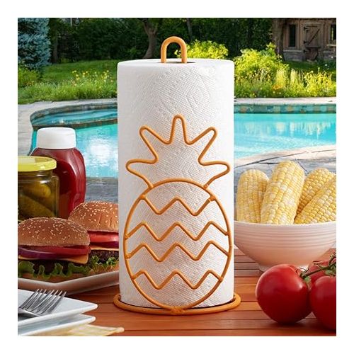 카먼스테인 Kamenstein Pineapple Wire Paper Towel Holder, 12-Inch, Radiant Yellow