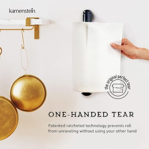 카먼스테인 Kamenstein 5136780 Perfect Tear Patented Wall Mount Paper Towel Holder with Rounded Finial, 14-Inch, Black