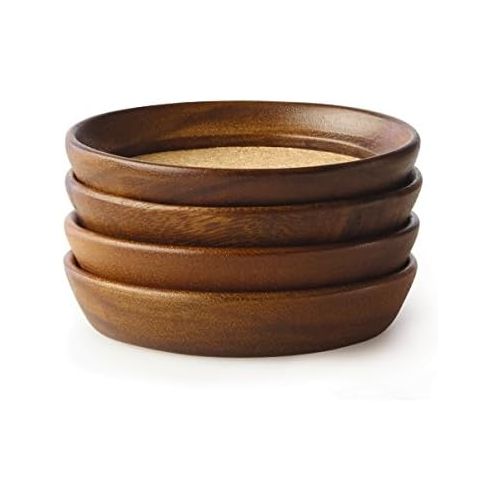 카먼스테인 [아마존베스트]Kamenstein 5186008 4 Piece Set, Natural Acacia Wood and Cork Stackable Coasters, Set of 4