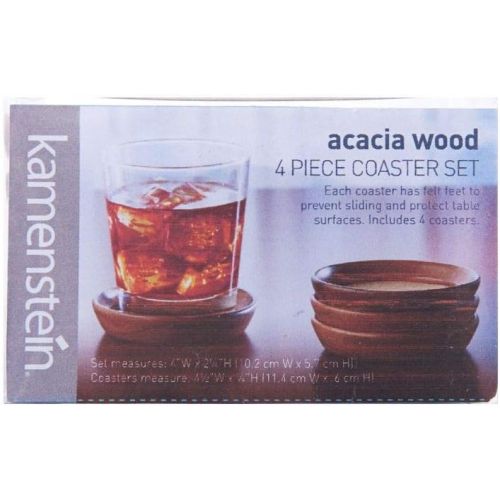 카먼스테인 [아마존베스트]Kamenstein 5186008 4 Piece Set, Natural Acacia Wood and Cork Stackable Coasters, Set of 4