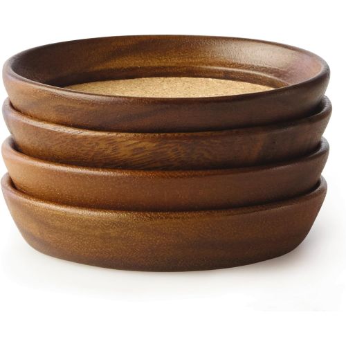 카먼스테인 [아마존베스트]Kamenstein 5186008 4 Piece Set, Natural Acacia Wood and Cork Stackable Coasters, Set of 4