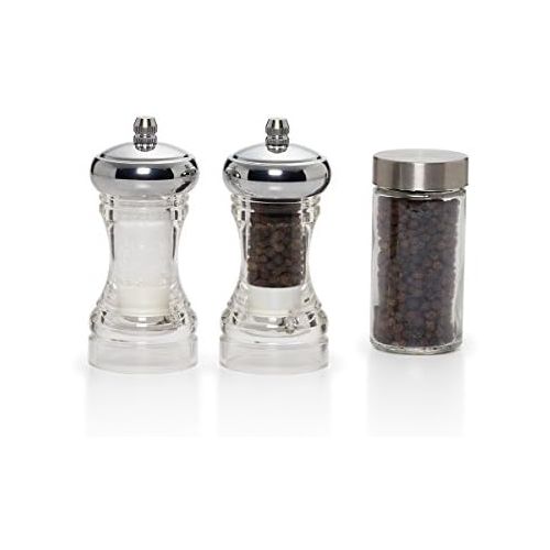 카먼스테인 [아마존베스트]Kamenstein KAMENSTEIN Dual Plastic Grinder Filled with Sea Salt and Pepper, Chrome