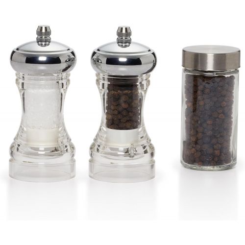 카먼스테인 [아마존베스트]Kamenstein KAMENSTEIN Dual Plastic Grinder Filled with Sea Salt and Pepper, Chrome