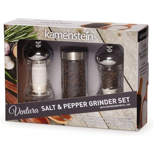 카먼스테인 [아마존베스트]Kamenstein KAMENSTEIN Dual Plastic Grinder Filled with Sea Salt and Pepper, Chrome