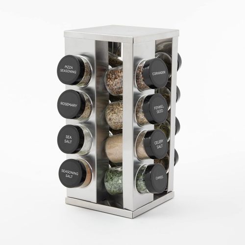 카먼스테인 Kamenstein 5084920 Heritage 16-Jar Revolving Countertop Spice Rack Organizer with Free Spice Refills for 5 Years