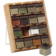 Kamenstein Bamboo Inspirations 16-Cube Spice Rack with Free Spice Refills for 5 Years