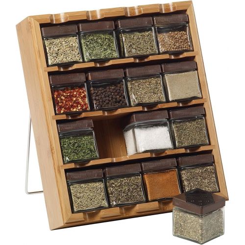 카먼스테인 Kamenstein Bamboo Inspirations 16-Cube Spice Rack with Free Spice Refills for 5 Years