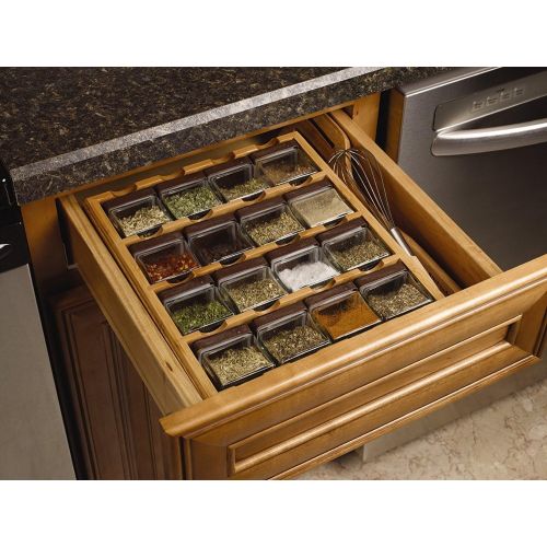 카먼스테인 Kamenstein Bamboo Inspirations 16-Cube Spice Rack with Free Spice Refills for 5 Years