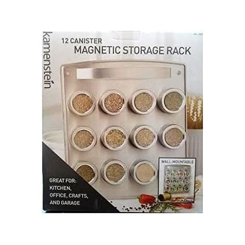 카먼스테인 Kamenstein 12 Canister Magnetic Storage Rack Wall Mountable For Kitchen, Office, Crafts & Garage