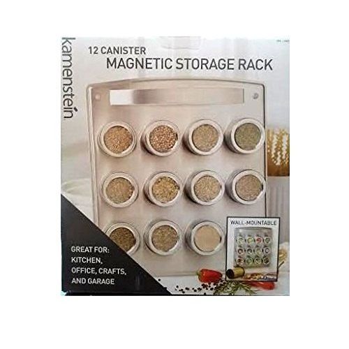 카먼스테인 Kamenstein 12 Canister Magnetic Storage Rack Wall Mountable For Kitchen, Office, Crafts & Garage