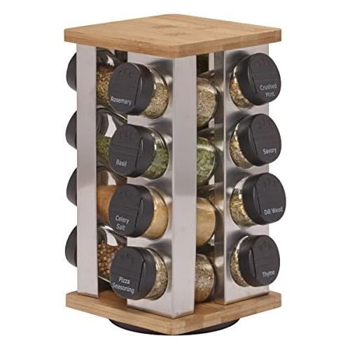 카먼스테인 Kamenstein Warner 16-Jar Revolving Spice Rack with Free Spice Refills for 5 Years