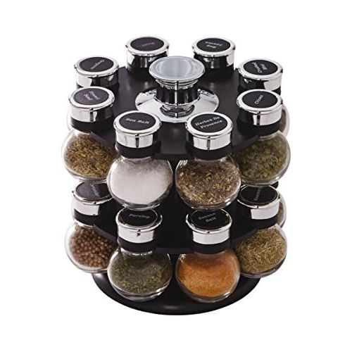 카먼스테인 Kamenstein Ellington 16-Jar Revolving Spice Rack with Free Spice Refills for 5 Years