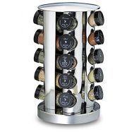 Kamenstein 20-Jar Stainless Steel Revolving Spice Rack, Screw-On Tops, Free Spice Refills Available On All Spices, Dimensions 7.0x7.0x12.0