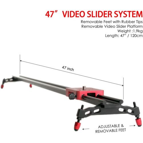  Kamerar 47 Inch Video Camera Slider DSLR DV Camera Track Video Stabilization System