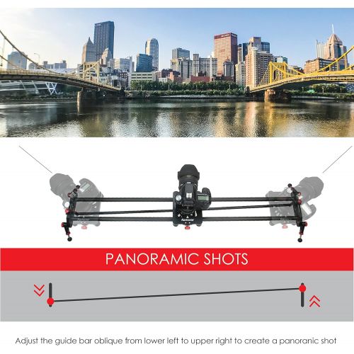  Kamerar 39.4 inch  100 cm Pan-100 Track Motion Rail Stabilization DSLR Camera Slider: Light Carbon Fiber Rail, Adjustable Legs, Angle Follow Focus, Parallax Slide, Panoramic Slide