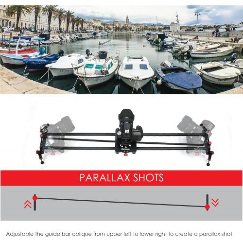  Kamerar 39.4 inch  100 cm Pan-100 Track Motion Rail Stabilization DSLR Camera Slider: Light Carbon Fiber Rail, Adjustable Legs, Angle Follow Focus, Parallax Slide, Panoramic Slide