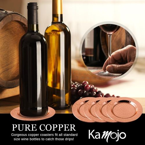  [아마존베스트]Moscow Mule Pure Copper Coasters - Protect your Furniture - For Copper Mugs, Small Cocktail Glasses & Small Wine Bottles - Kamojo Gift Set of 4