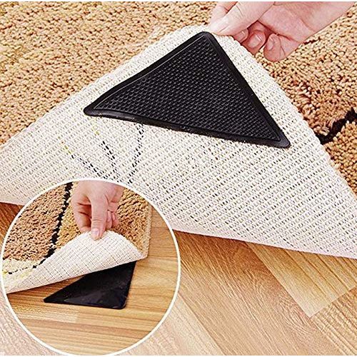  Kamoso Rug Grippers for Hardwood Floors, Carpet Mat Sticky Gripper Silicone Grip for Area Double Sided Anti Curling Non-Slip Washable and Reusable Pads for Tile Floors, Carpets, Fl