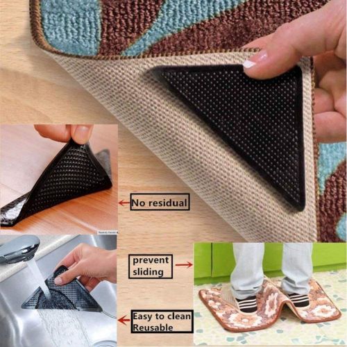  Kamoso Rug Grippers for Hardwood Floors, Carpet Mat Sticky Gripper Silicone Grip for Area Double Sided Anti Curling Non-Slip Washable and Reusable Pads for Tile Floors, Carpets, Fl