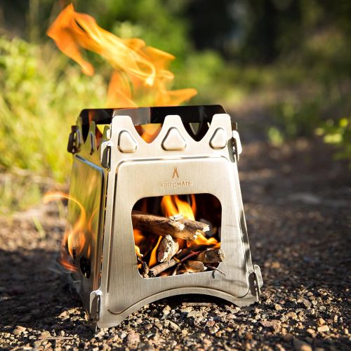  kampMATE WoodFlame Ultra Lightweight Portable Wood Burning Camping Stove, Backpacking Stove with Nylon Carry Case - Perfect for Survival Packs & Emergency Preparedness