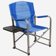 Kamp-Rite Portable Folding Directors Chair with Side Table & Cup Holder for Camping, Tailgating, and Sports, 350 LB Capacity, Blue