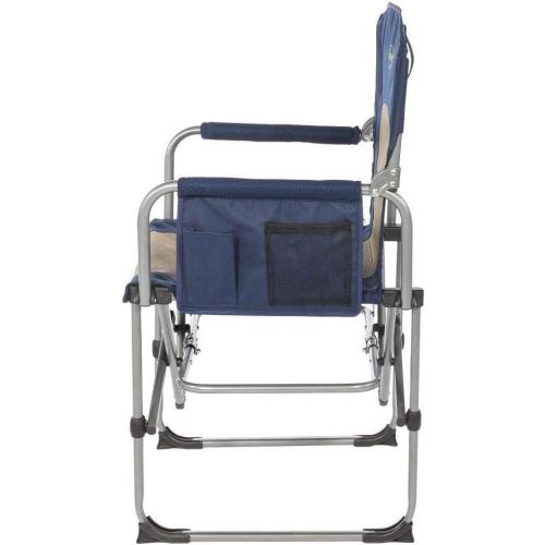 Kamp-Rite Compact Directors Outdoor Supportive Folding Chair for Camping or Tailgating with Side Table and Cup Holder, Navy (2 Pack)