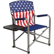 Kamp-Rite Portable Folding Directors Chair with Side Table & Cup Holder for Camping, Tailgating, and Sports, 350 LB Capacity, USA Flag