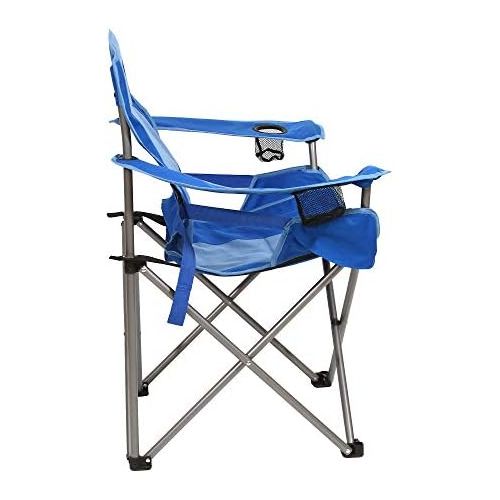  Kamp-Rite Portable Folding Camping Chair with Lumbar Support & 2 Cup Holders for Camping, Tailgating, and Sports, 300 LB Capacity, 2 Tone Blue