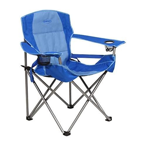  Kamp-Rite Portable Folding Camping Chair with Lumbar Support & 2 Cup Holders for Camping, Tailgating, and Sports, 300 LB Capacity, 2 Tone Blue