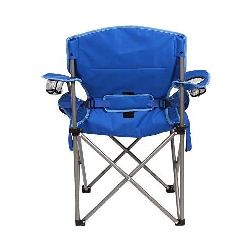  Kamp-Rite Portable Folding Camping Chair with Lumbar Support & 2 Cup Holders for Camping, Tailgating, and Sports, 300 LB Capacity, 2 Tone Blue