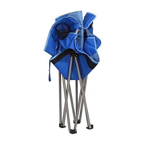  Kamp-Rite Portable Folding Camping Chair with Lumbar Support & 2 Cup Holders for Camping, Tailgating, and Sports, 300 LB Capacity, 2 Tone Blue