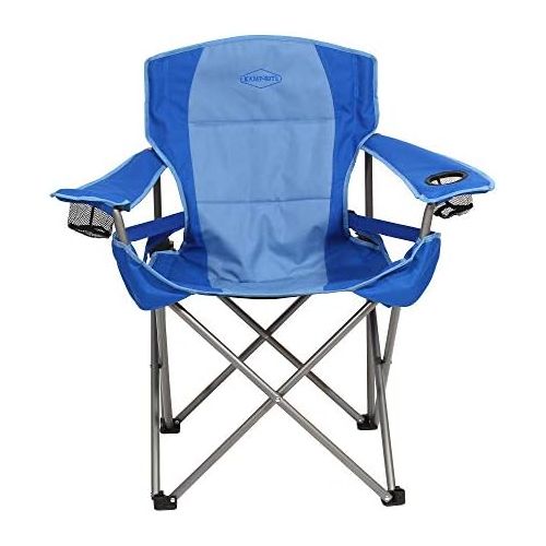  Kamp-Rite Portable Folding Camping Chair with Lumbar Support & 2 Cup Holders for Camping, Tailgating, and Sports, 300 LB Capacity, 2 Tone Blue