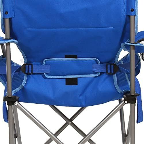  Kamp-Rite Portable Folding Camping Chair with Lumbar Support & 2 Cup Holders for Camping, Tailgating, and Sports, 300 LB Capacity, 2 Tone Blue