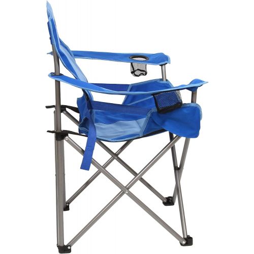  Kamp-Rite Portable Folding Camping Chair with Lumbar Support & 2 Cup Holders for Camping, Tailgating, and Sports, 300 LB Capacity, 2 Tone Blue