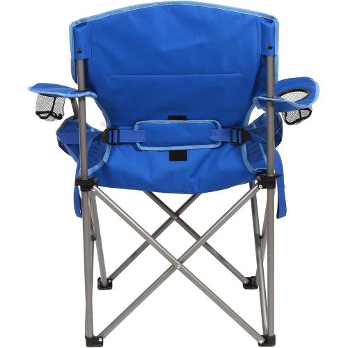  Kamp-Rite Portable Folding Camping Chair with Lumbar Support & 2 Cup Holders for Camping, Tailgating, and Sports, 300 LB Capacity, 2 Tone Blue