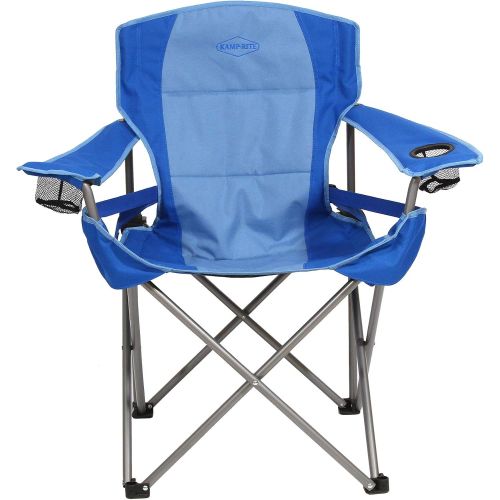  Kamp-Rite Portable Folding Camping Chair with Lumbar Support & 2 Cup Holders for Camping, Tailgating, and Sports, 300 LB Capacity, 2 Tone Blue