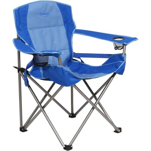  Kamp-Rite Portable Folding Camping Chair with Lumbar Support & 2 Cup Holders for Camping, Tailgating, and Sports, 300 LB Capacity, 2 Tone Blue