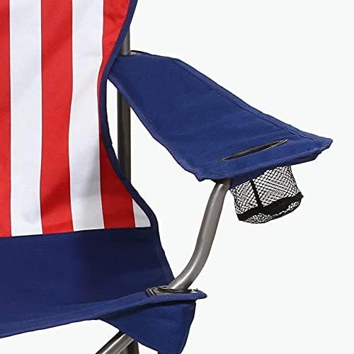  Kamp-Rite KAMPAFC141 Portable Outdoor Camping Furniture Beach Patio Sports Folding Quad Lawn Chair with 2 Cup Holders, USA Flag