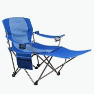 Kamp-Rite KAMPCC236 Outdoor Camping Furniture Beach Patio Sports Folding Lawn Chair with Detachable Footrest and Cup Holders, Blue